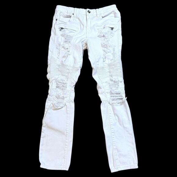 Rue 21 Jeans Bundle Mens Blue Acid Wash 30/32 White Moto S/30 Rave Skater - Picture 7 of 11